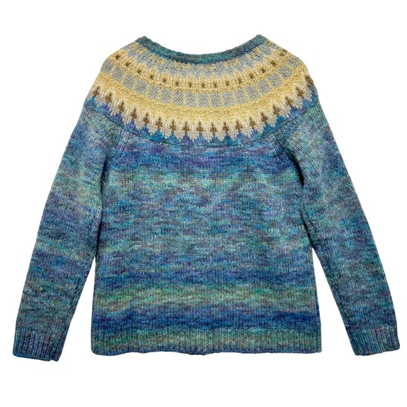 Sundance Fair Isle Cardigan Sweater Blue Multicolor Knit Wool Blend M - Picture 4 of 9